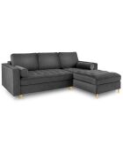 Canapé d'angle droit velours convertible avec coffre de rangement santo 5 places gris foncé - 240x175x96 cm