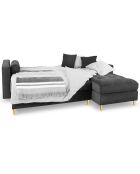 Canapé d'angle droit velours convertible avec coffre de rangement santo 5 places gris foncé - 240x175x96 cm