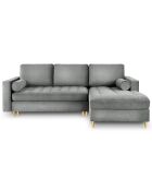 Canapé d'angle droit velours convertible avec coffre de rangement santo 5 places gris - 240x175x96 cm