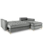 Canapé d'angle droit velours convertible avec coffre de rangement santo 5 places gris - 240x175x96 cm