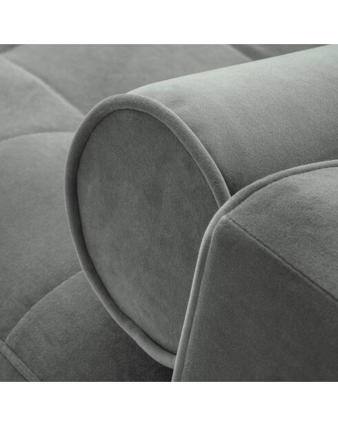 Canapé d'angle droit velours convertible avec coffre de rangement santo 5 places gris - 240x175x96 cm