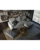 Canapé d'angle droit velours convertible avec coffre de rangement santo 5 places gris - 240x175x96 cm