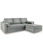 Canapé d'angle droit velours convertible avec coffre de rangement santo 5 places gris - 240x175x96 cm