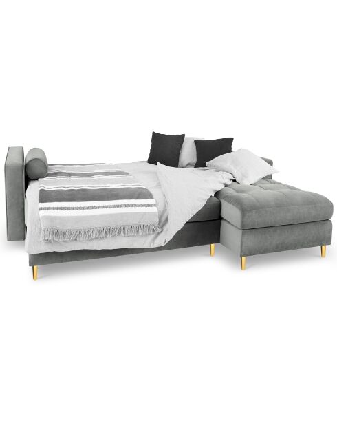 Santo Rechtes Ecksofa aus grauem Samt mit Stauraum, 240 x 175 x 96 cm