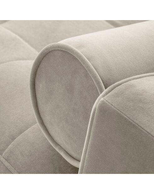Canapé d'angle droit velours convertible avec coffre de rangement santo 5 places beige - 240x175x96 cm