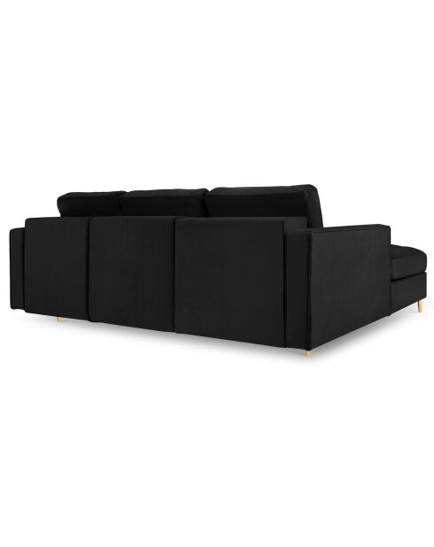 Canapé d'angle gauche velours convertible avec coffre de rangement santo 5 places noir - 240x175x96 cm