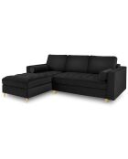Canapé d'angle gauche velours convertible avec coffre de rangement santo 5 places noir - 240x175x96 cm