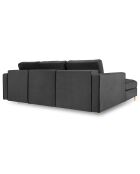 Canapé d'angle gauche velours convertible avec coffre de rangement santo 5 places gris foncé - 240x175x96 cm