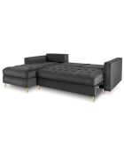 Canapé d'angle gauche velours convertible avec coffre de rangement santo 5 places gris foncé - 240x175x96 cm