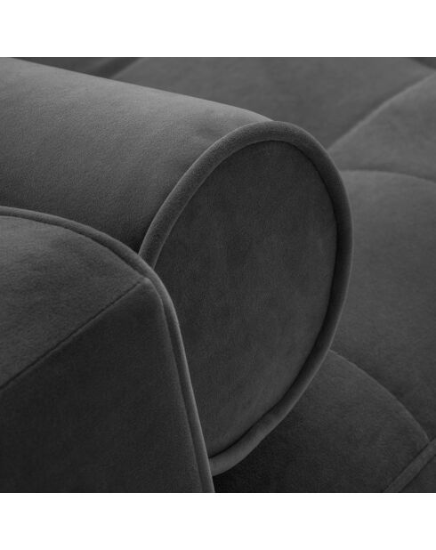 Canapé d'angle gauche velours convertible avec coffre de rangement santo 5 places gris foncé - 240x175x96 cm