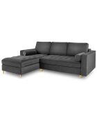 Canapé d'angle gauche velours convertible avec coffre de rangement santo 5 places gris foncé - 240x175x96 cm