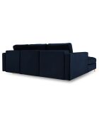 Canapé d'angle gauche velours convertible avec coffre de rangement santo 5 places bleu roi - 240x175x96 cm