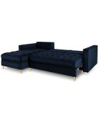 Canapé d'angle gauche velours convertible avec coffre de rangement santo 5 places bleu roi - 240x175x96 cm