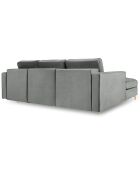 Canapé d'angle gauche velours convertible avec coffre de rangement santo 5 places gris - 240x175x96 cm