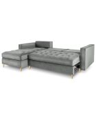 Canapé d'angle gauche velours convertible avec coffre de rangement santo 5 places gris - 240x175x96 cm