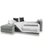 Canapé d'angle gauche velours convertible avec coffre de rangement santo 5 places gris - 240x175x96 cm