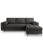 Canapé d'angle droit convertible avec coffre de rangement santo 5 places gris foncé - 240x175x96 cm