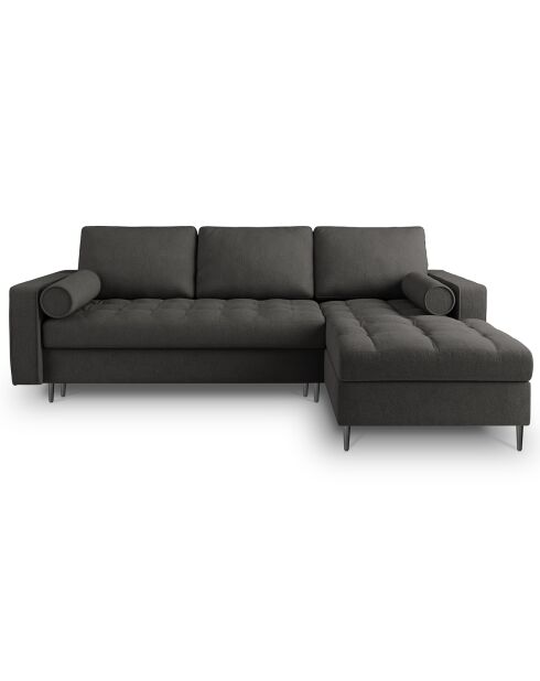 Canapé d'angle droit convertible avec coffre de rangement santo 5 places gris foncé - 240x175x96 cm