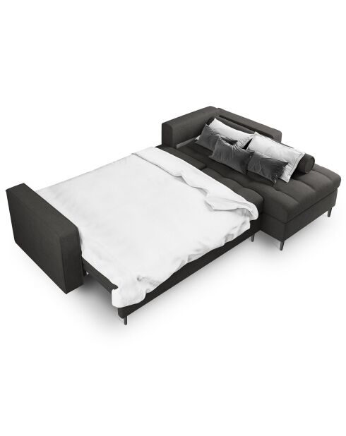 Canapé d'angle droit convertible avec coffre de rangement santo 5 places gris foncé - 240x175x96 cm