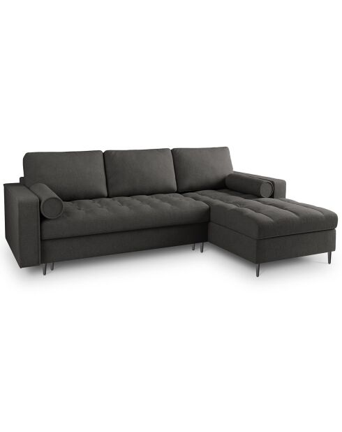 Canapé d'angle droit convertible avec coffre de rangement santo 5 places gris foncé - 240x175x96 cm