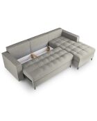 Canapé d'angle droit convertible avec coffre de rangement santo 5 places gris clair - 240x175x96 cm
