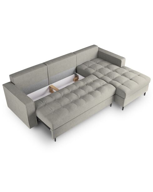 Canapé d'angle droit convertible avec coffre de rangement santo 5 places gris clair - 240x175x96 cm