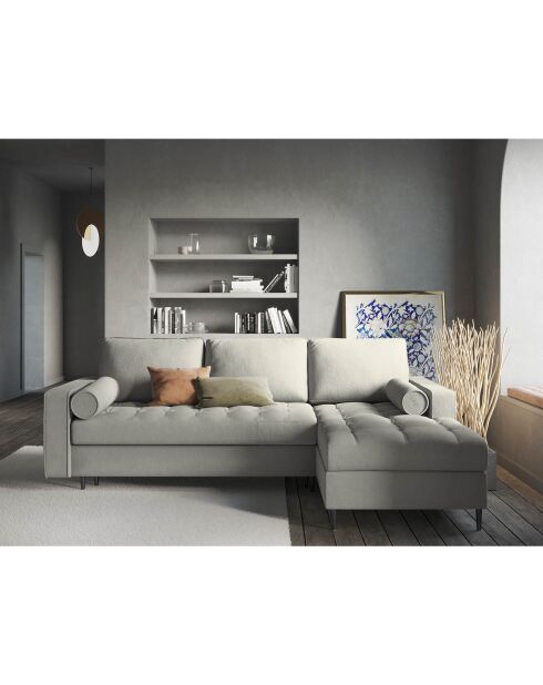 Canapé d'angle droit convertible avec coffre de rangement santo 5 places gris clair - 240x175x96 cm