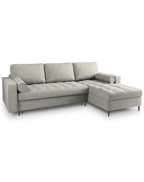 Canapé d'angle droit convertible avec coffre de rangement santo 5 places gris clair - 240x175x96 cm