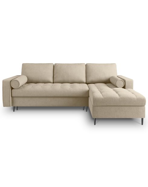 Canapé d'angle droit convertible avec coffre de rangement santo 5 places beige - 240x175x96 cm