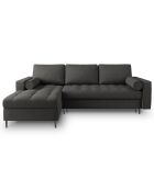 Canapé d'angle gauche convertible avec coffre de rangement santo 5 places gris foncé - 240x175x96 cm