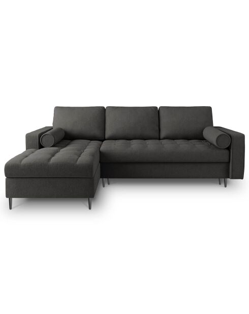 Canapé d'angle gauche convertible avec coffre de rangement santo 5 places gris foncé - 240x175x96 cm