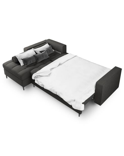 Canapé d'angle gauche convertible avec coffre de rangement santo 5 places gris foncé - 240x175x96 cm