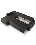 Canapé d'angle gauche convertible avec coffre de rangement santo 5 places gris foncé - 240x175x96 cm