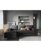 Canapé d'angle gauche convertible avec coffre de rangement santo 5 places gris foncé - 240x175x96 cm