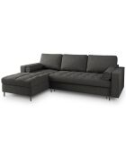 Canapé d'angle gauche convertible avec coffre de rangement santo 5 places gris foncé - 240x175x96 cm