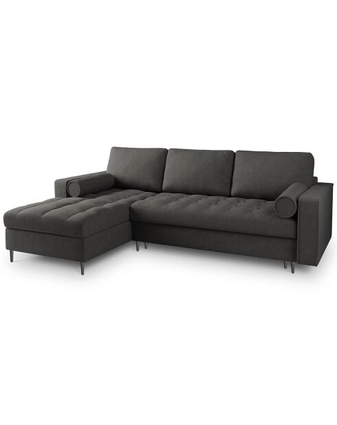 Canapé d'angle gauche convertible avec coffre de rangement santo 5 places gris foncé - 240x175x96 cm