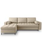 Canapé d'angle gauche convertible avec coffre de rangement santo 5 places beige - 240x175x96 cm