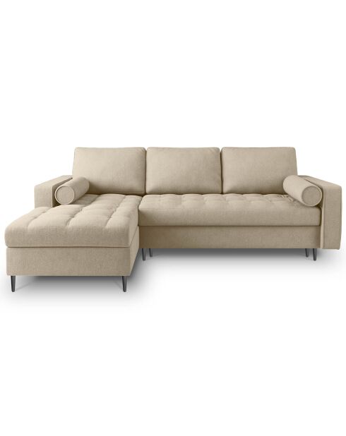 Canapé d'angle gauche convertible avec coffre de rangement santo 5 places beige - 240x175x96 cm