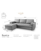 Canapé d'angle gauche convertible avec coffre de rangement santo 5 places beige - 240x175x96 cm
