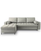 Canapé d'angle gauche convertible avec coffre de rangement santo 5 places gris clair - 240x175x96 cm