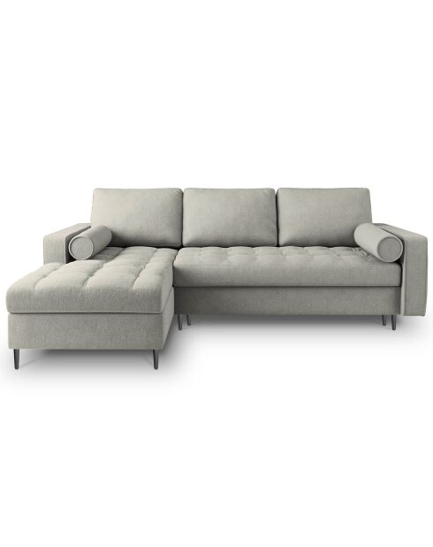 Canapé d'angle gauche convertible avec coffre de rangement santo 5 places gris clair - 240x175x96 cm