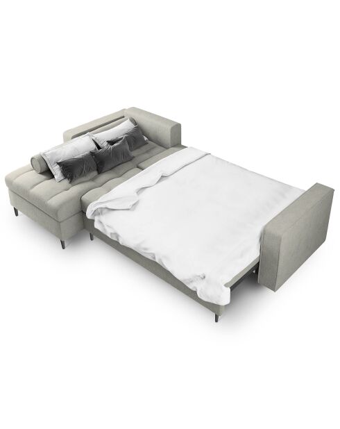 Canapé d'angle gauche convertible avec coffre de rangement santo 5 places gris clair - 240x175x96 cm