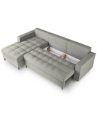 Canapé d'angle gauche convertible avec coffre de rangement santo 5 places gris clair - 240x175x96 cm