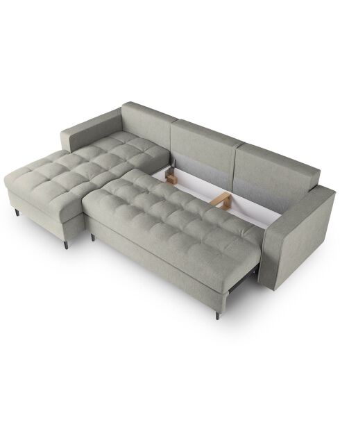 Santo umwandelbares Ecksofa für 5 Personen links mit Stauraum hellgrau - 240x175x96 cm