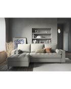 Canapé d'angle gauche convertible avec coffre de rangement santo 5 places gris clair - 240x175x96 cm