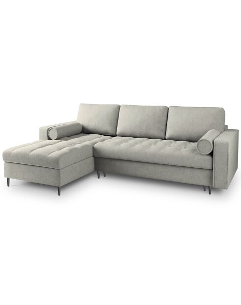 Canapé d'angle gauche convertible avec coffre de rangement santo 5 places gris clair - 240x175x96 cm