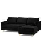 Canapé d'angle droit velours santo 4 places noir - 236x170x90 cm