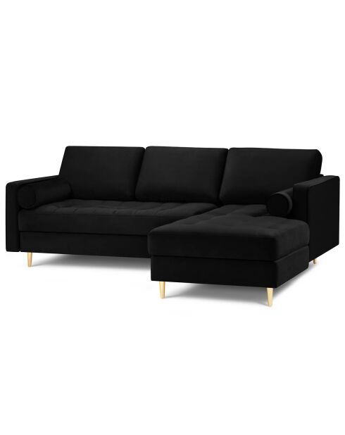 Canapé d'angle droit velours santo 4 places noir - 236x170x90 cm