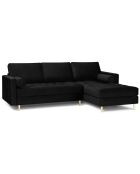 Canapé d'angle droit velours santo 4 places noir - 236x170x90 cm