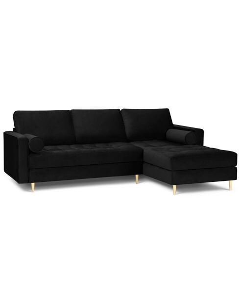 Canapé d'angle droit velours santo 4 places noir - 236x170x90 cm